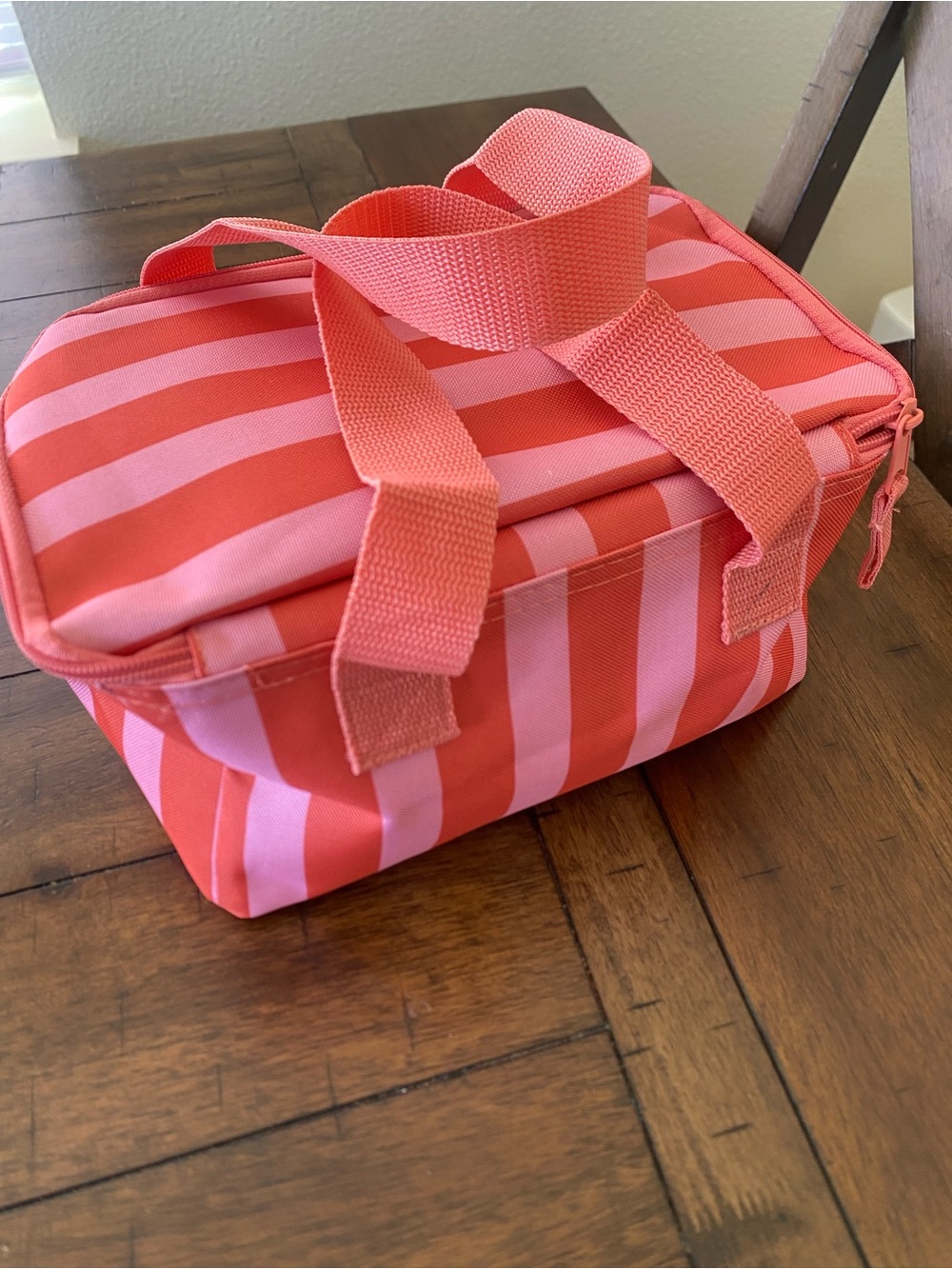 Trader Joe's Pink & Red Striped Insulated Tote - Picture 3 of 5